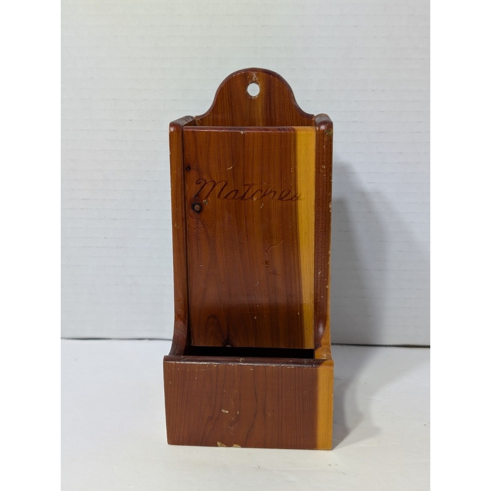 Vintage Cedar Wood Souvenir Match Holder - Montana Cabin Decor Wall Mount